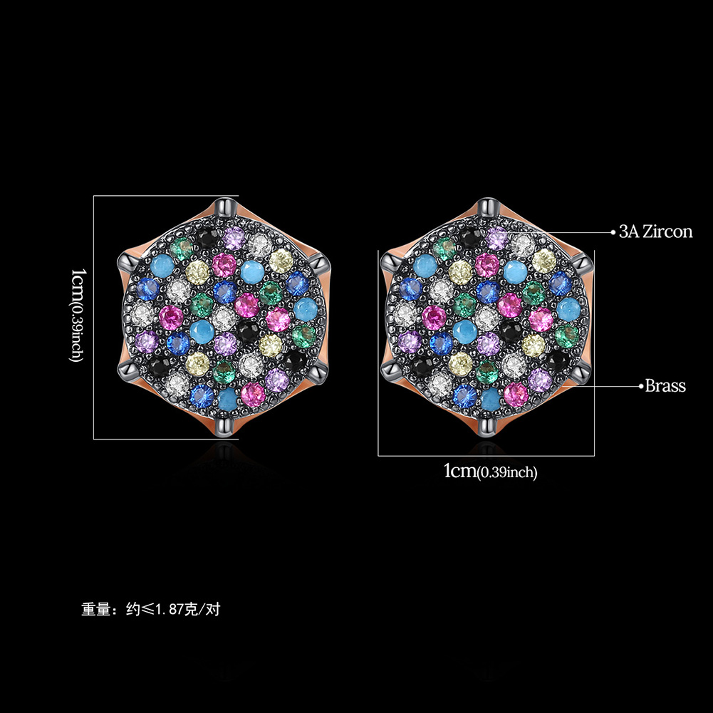 Hip Hop Colorful Zircon Stud Earrings Men Women Jewelry Gold Plated Girl Women Gift