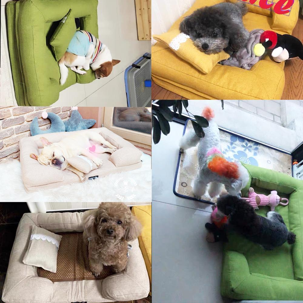 Elegant Cat Kennel Cushion Mat Removable Big Dog Bed Lounge Sofa Pet Beds For Small Medium Dogs 210224