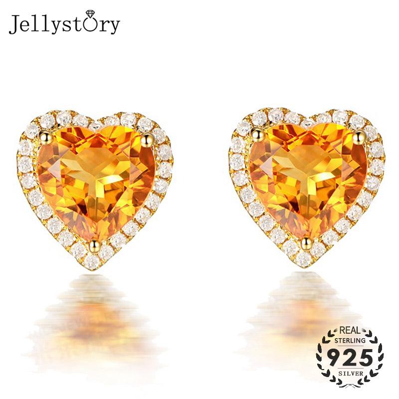 Jellystory Women Fashion Heart Design Stud Earring Yellow Gemstone 925 Sterling Silver Jewelry Gold Color Earrings Wholesale
Jellystory Women Fashion Heart Design Stud Earring Yellow Gemstone 925 Sterling Silver Jewelry Gold Color Earrings Wholesale