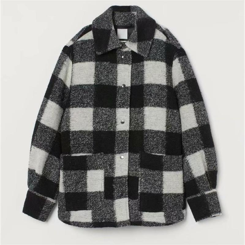 HM women's new fall 2020 long sleeve black and white plaid blended soft tweed Pocket Shirt coat 0787160, Multi
HM women's new fall 2020 long sleeve black and white plaid blended soft tweed Pocket Shirt coat 0787160, Multi