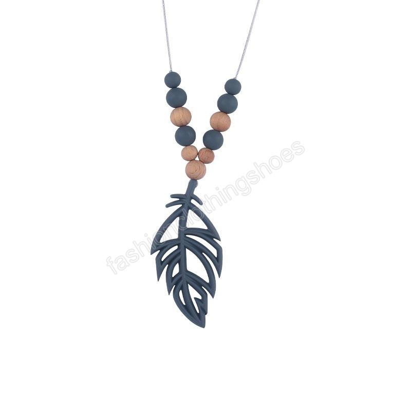 Silicone Leaves shape Teether necklace Baby tree leaf Teething Toy Nursing Soothers infant Chewable Sensory Teethers Pendant