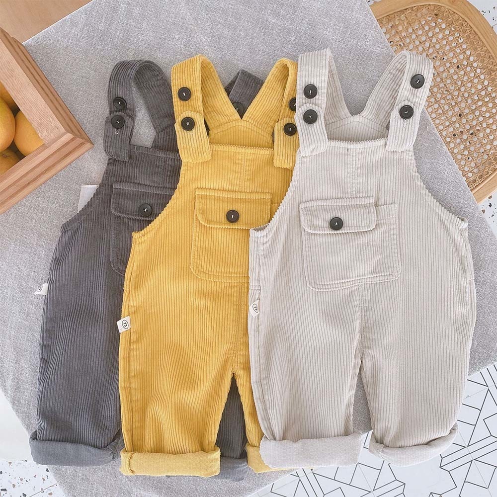 Halilo Baby Boy Overalls Solid Color Autumn Winter Corduroy Girls Jumpsuit Casual Loose Infant Kids Jumpsuit Pants 201128