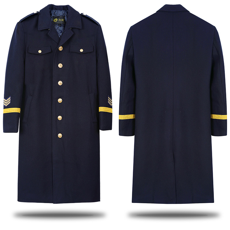 Men's Wool & Blends Airline captain woolen Overcoat male pilot thick property security winter clothing wool annual meeting performance Trench Coa