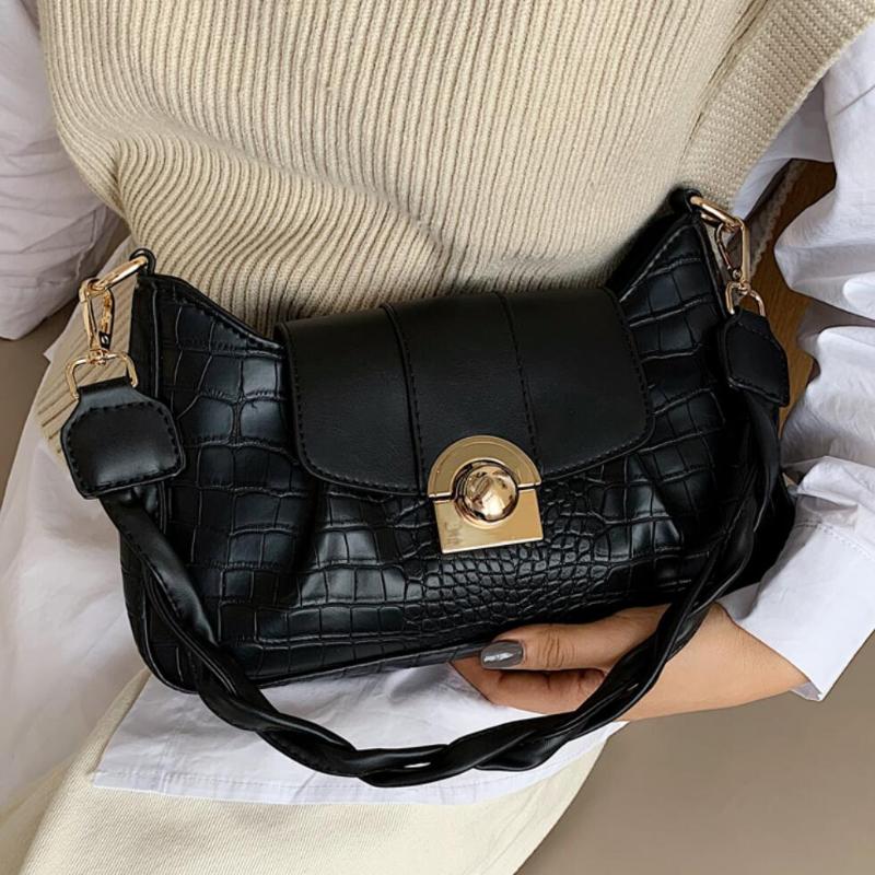 Crocodile pattern Armpit bag 2021 Fashion New High quality PU Leather Women's Designer Handbag Vintage Shoulder Messenger bag, Black 
Crocodile pattern Armpit bag 2021 Fashion New High quality PU Leather Women's Designer Handbag Vintage Shoulder Messenger bag, Black