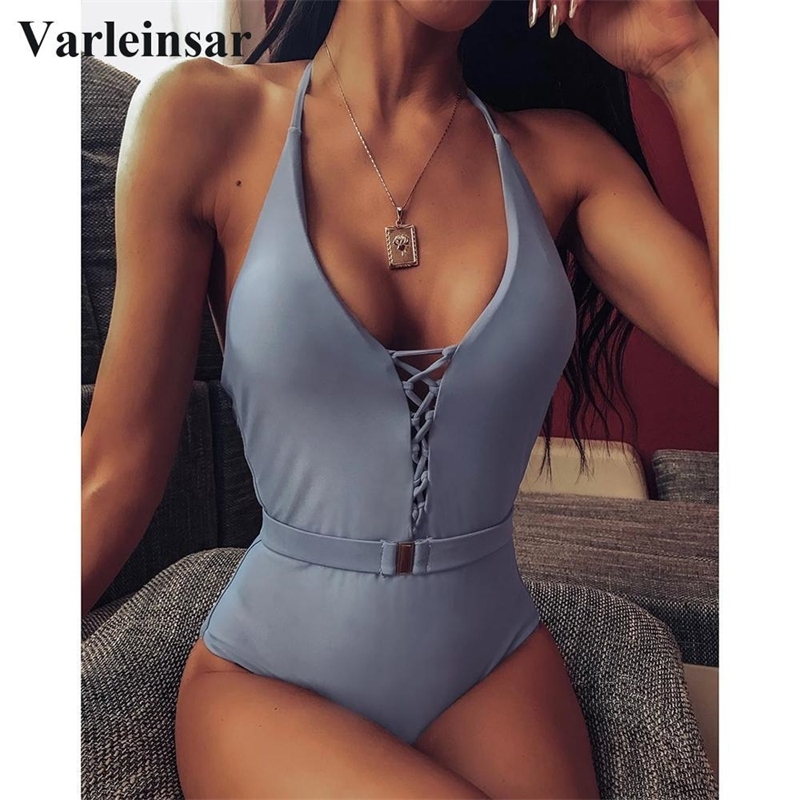7 Colors Sexy Halter V Neck Lace Up Women Swimwear One Piece Swimsuit Female Bather Bathing Suit Swim Lady With Belt V1762 Y200319, Black
7 Colors Sexy Halter V Neck Lace Up Women Swimwear One Piece Swimsuit Female Bather Bathing Suit Swim Lady With Belt V1762 Y200319, Black