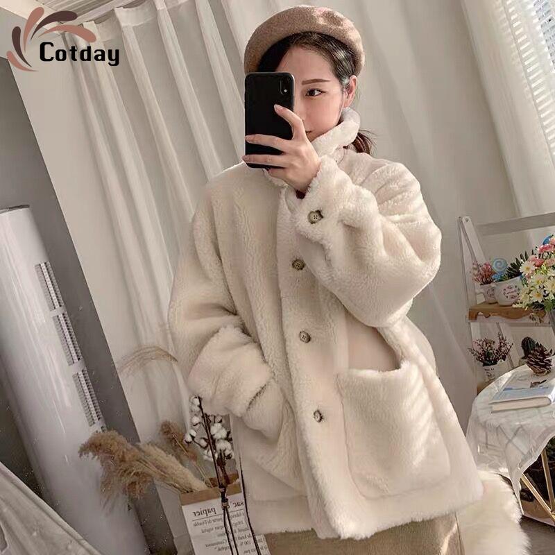 Cotday Office Lady 2021 Fashion Fur Granule Cashmere Sheep Shearing Coat Female Wool Lamb Wool winter Short Coat With Special
Cotday Office Lady 2021 Fashion Fur Granule Cashmere Sheep Shearing Coat Female Wool Lamb Wool winter Short Coat With Special