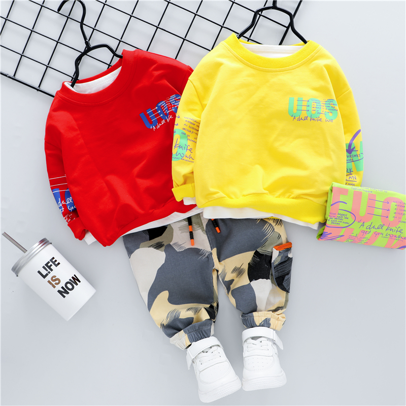 HYLKIDHUOSE Baby Girls Boys Clothing Sets 2020 Autumn T Shirt Camouflage Pants Inafnt Newborn Clothes Kids Children ClothesX1019
