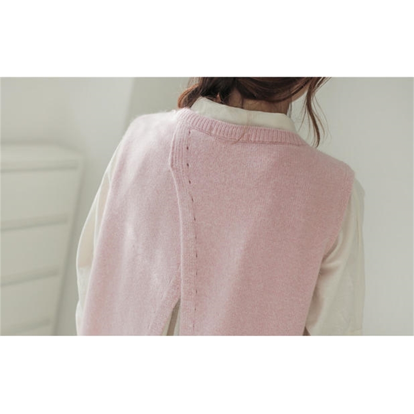 Woman Sweaters Women Fall Clothing Winter Oversized Mujer Autumn Knitted Vest Round Neck Pullover 100% Cashmere Sleeveless 201221