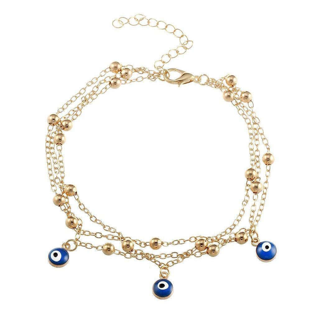 Charm Bracelets Fashion Jewelry Multi-layer Anklet Turkish Blue Eye Pendant Beaded Ankle sqcVwF dhseller2010