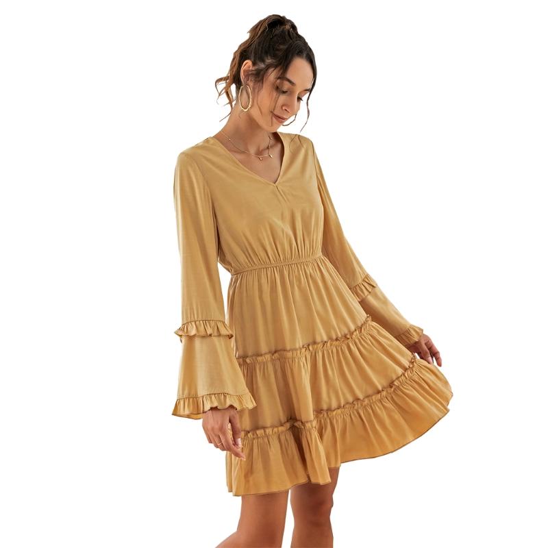 Women Flared Long Sleeves V Neck Tunic Dress Slim Midi Dress Pullover Sundress M5TE, Beige
Women Flared Long Sleeves V Neck Tunic Dress Slim Midi Dress Pullover Sundress M5TE, Beige