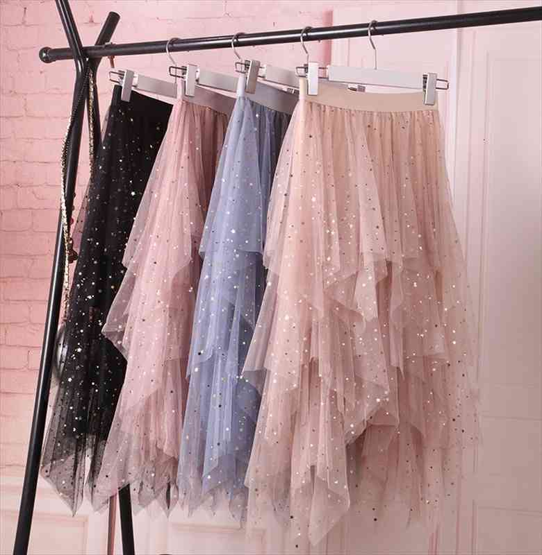 Shiny Stars Sequins Irregular Tulle Skirts Women Spring Chic Fairy Sweet Cake Mesh Skirt Female Elegant Lady Faldas, Black
Shiny Stars Sequins Irregular Tulle Skirts Women Spring Chic Fairy Sweet Cake Mesh Skirt Female Elegant Lady Faldas, Black