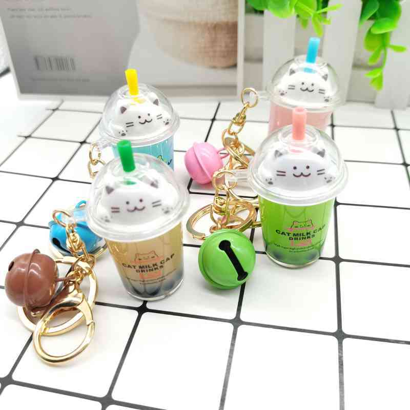 Keychains Net red cat milk tea cup bell key chain car bag accessories creative pearl small gift
Keychains Net red cat milk tea cup bell key chain car bag accessories creative pearl small gift