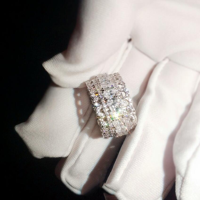 Elegant Victoria Sterg Sier Oval Cut Topaz CZ Dia Wedding Band Ring for Women