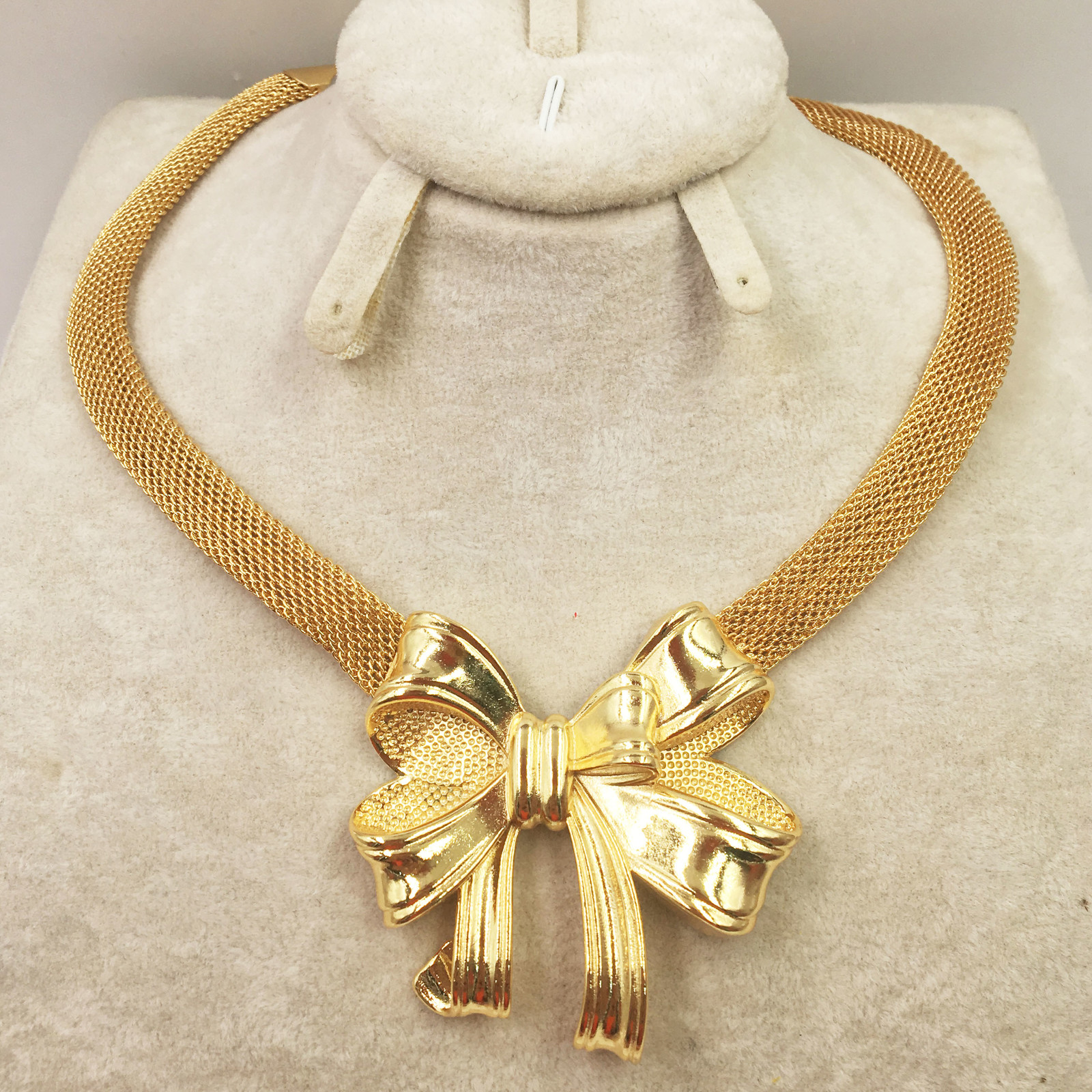 Dubai gold necklace earrings collection fashion Nigeria wedding African pearl jewelry collection Italian women's jewelry set 201222