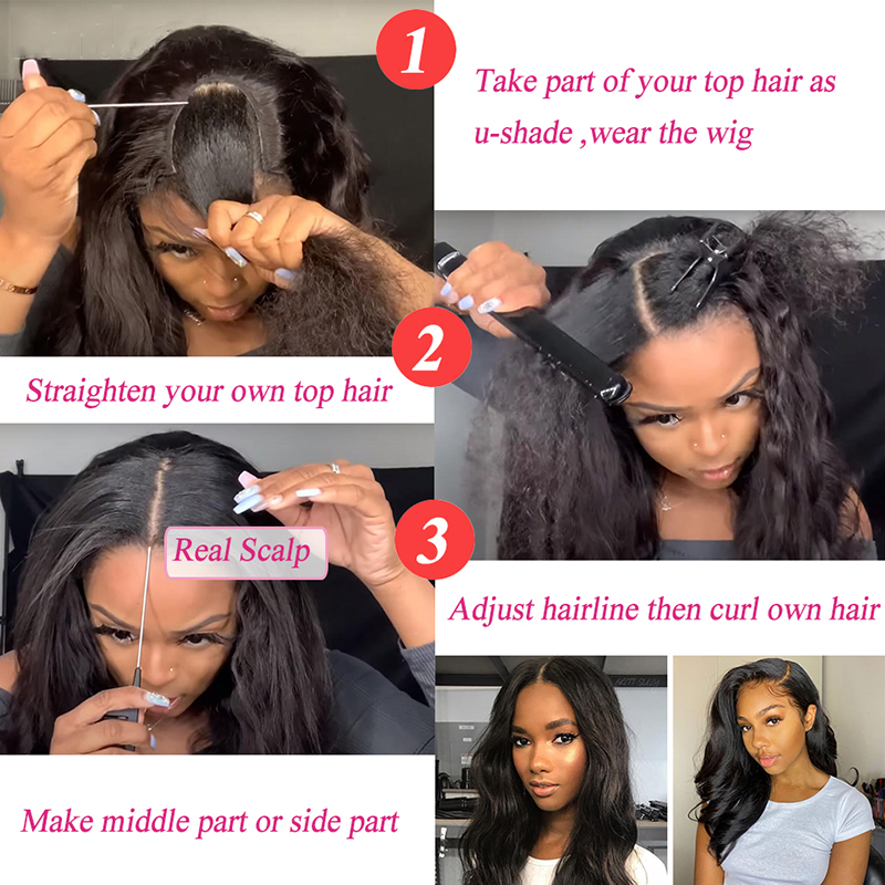 Part Brazilian Body Wave Full Hine Made U Shaped Wig 150% Density Human Hair Wigs For Black Women