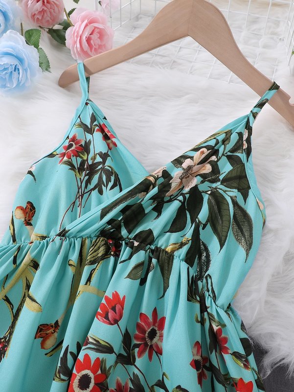 Toddler Girls Floral Print Asymmetric Hem Cami Dress SHE