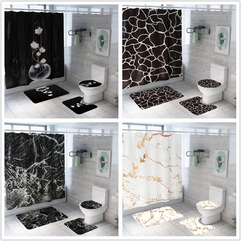 Shower Curtain Creative Fashion Marble Printing Bathroom Waterproof 4 Pieces Pedestal Rug Lid Carpet Toilet Cover Bath Mat Set
Shower Curtain Creative Fashion Marble Printing Bathroom Waterproof 4 Pieces Pedestal Rug Lid Carpet Toilet Cover Bath Mat Set