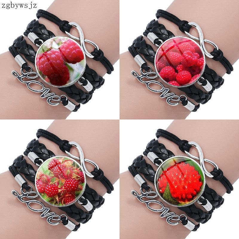 Jewelry With Plated Glass Cabochon Multilayer Black Leather Bracelet Bangle Cute Lovely Raspberries
Jewelry With Plated Glass Cabochon Multilayer Black Leather Bracelet Bangle Cute Lovely Raspberries