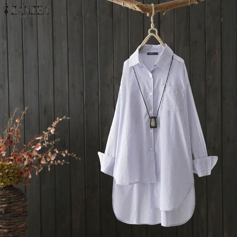 Stylish Irregular Blouses ZANZEA 2020 Spring Women's Striped Shirts Casual Lapel Tunic Female Button Tops Plus Size Blusas 5XL, Blue thick strip
Stylish Irregular Blouses ZANZEA 2020 Spring Women's Striped Shirts Casual Lapel Tunic Female Button Tops Plus Size Blusas 5XL, Blue thick strip