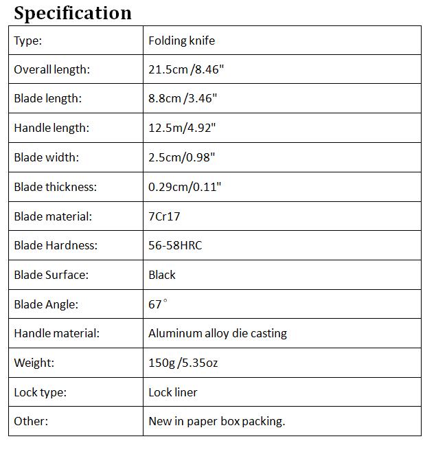 Top Quality 229 survival Folding 7Cr17 58HRC Black blade Outdoor hunting knife knives with Retail Paper box