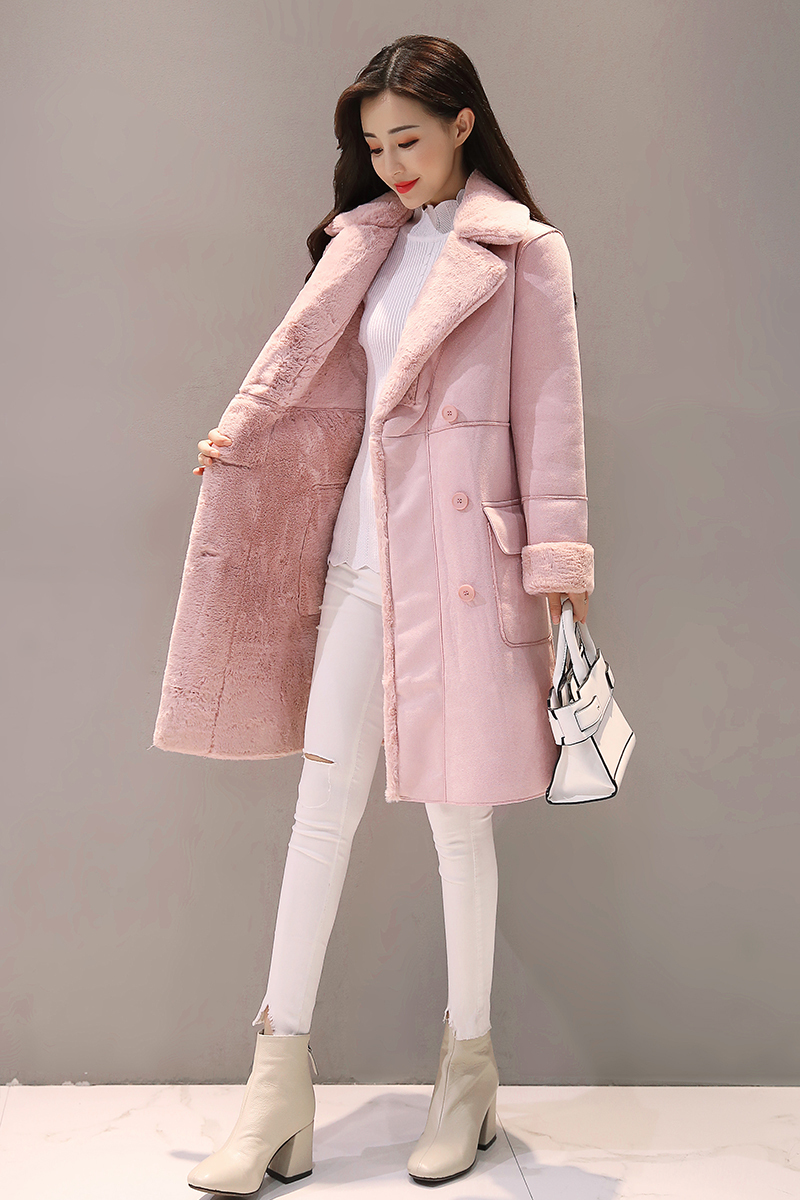 plus size clothing women Autumn Winter Warm Velvet Thicken Faux Suede Long Coats Parka Female Double Breasted Jacket Outwear 201201