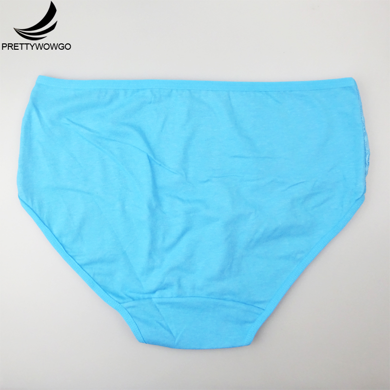 6 Pcs/Lot Plus Size Women's Appare High Waist Solid Color Women Cotton Lace Briefs Panties XXL 3XL 4XL 6957 201112