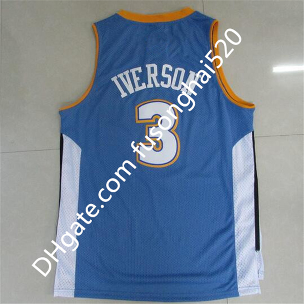 Best-selling Allen Iverson Jersey 3 Allen Iverson White Black Red Rainbow Blue Split 10 Anniversary JerseyEmbroider Logo Fast Shipping