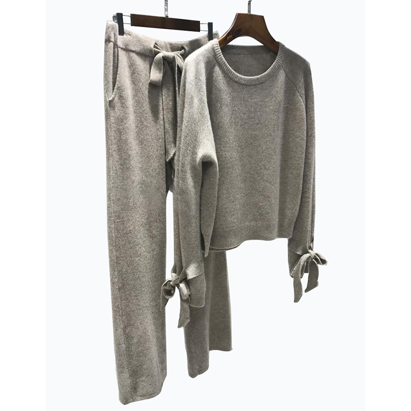 JXMYY high quality wool knitted 2 piece set cashmere loose sweater pullover elastic wiast pants suit women tracksuit 201120