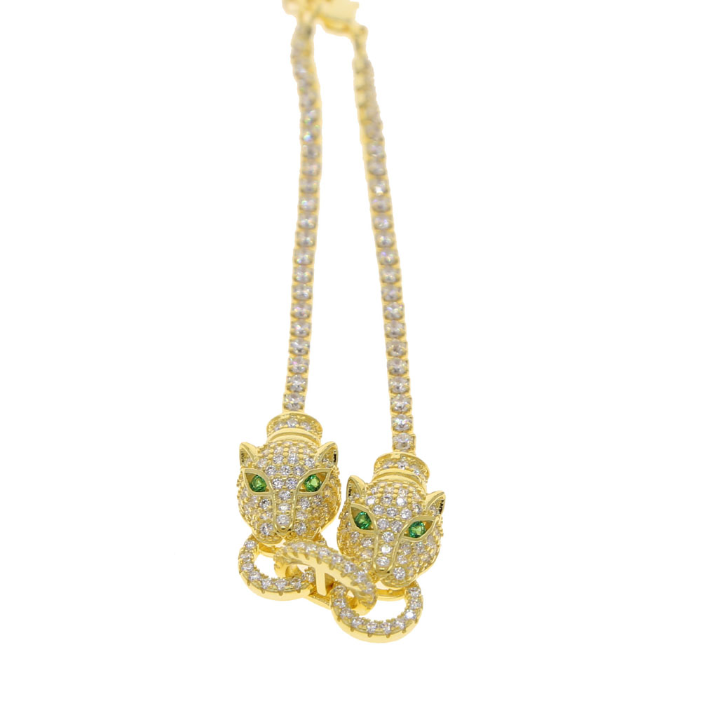 Iced out Hip hop bling micro pave cz women jewelry Fox Animal Bracelet Zirconia Jewelry Gold Color Tennis Bracelets Drop Shipping 15+4cm