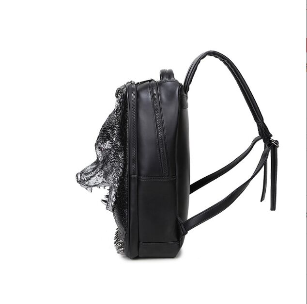 Fashion 3D Embossed Wolf Backpack bags Women Men Rivet unique whimsical Cool giris Bag For Teenagers Laptop Travel Bags fc004