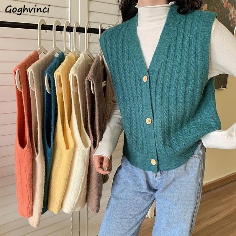 Sweater Vests Womens Autumn Loose Candy Color V-neck Single Breasted Harajuku Knitted Ladies Korean Style Femme All-match Casual, Black
Sweater Vests Womens Autumn Loose Candy Color V-neck Single Breasted Harajuku Knitted Ladies Korean Style Femme All-match Casual, Black