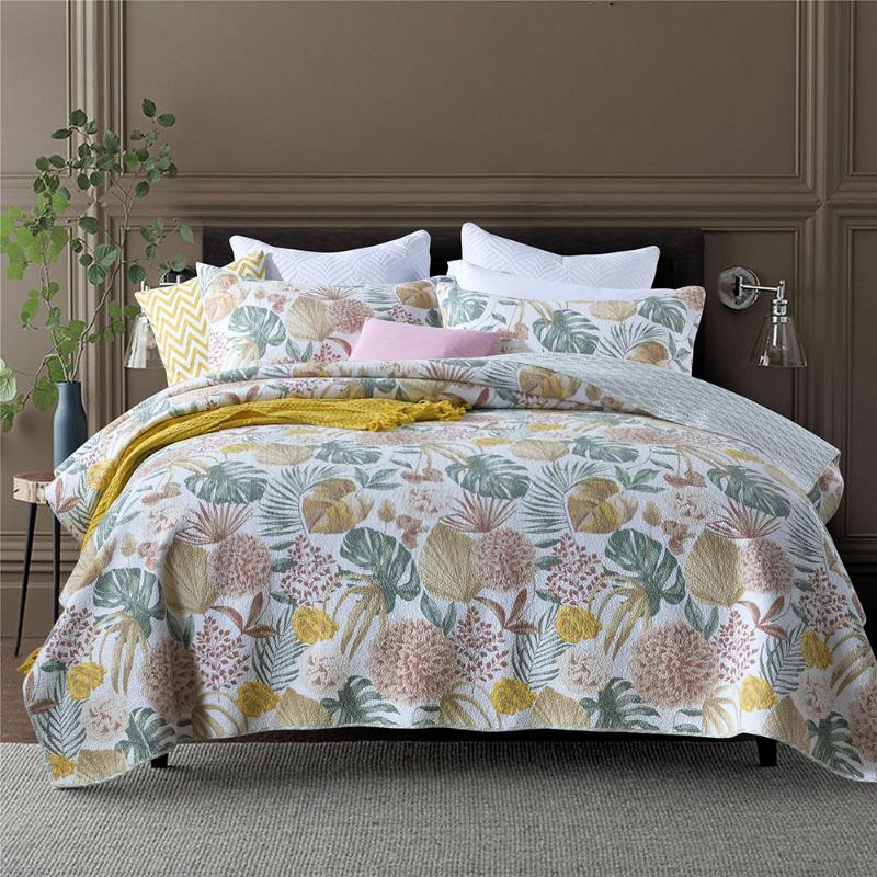 CHAUSUB Bedspread Quilt 3pcs Sets Rainforest Style Coverlets Cotton Bed Cover 2*Pillowcase Queen Size Summer Blanket On Bed, As picture
CHAUSUB Bedspread Quilt 3pcs Sets Rainforest Style Coverlets Cotton Bed Cover 2*Pillowcase Queen Size Summer Blanket On Bed, As picture