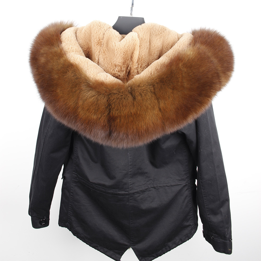 MaoMaoKong winter jacket parka natural fox fur collar real fur coat fux fur lining women coat 201027