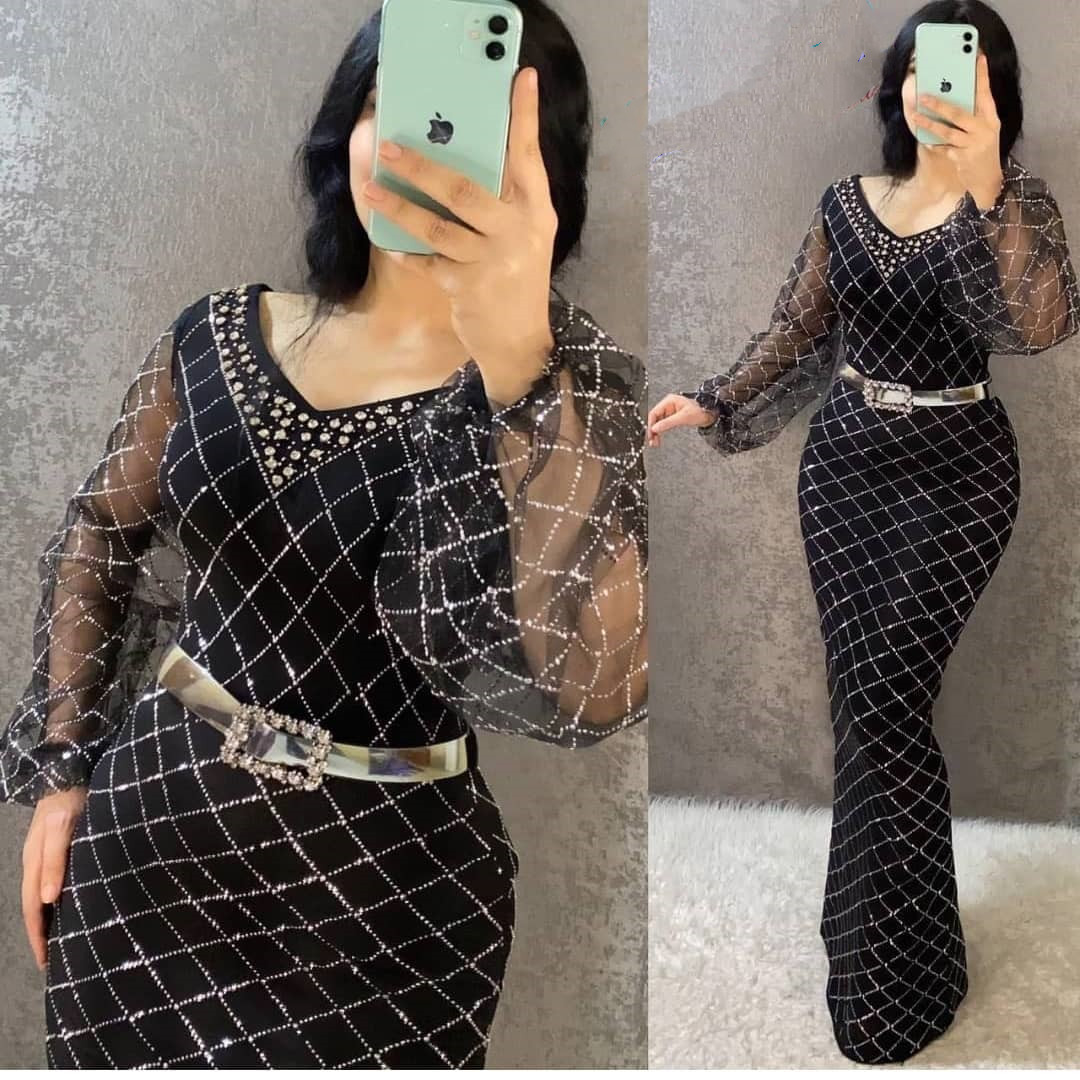 2022 Plus Size Arabic Aso Ebi Black Mermaid Sexy Prom Dresses Crystals Long Sleeves Evening Formal Party Second Reception Birthday Engagement Gowns Dr