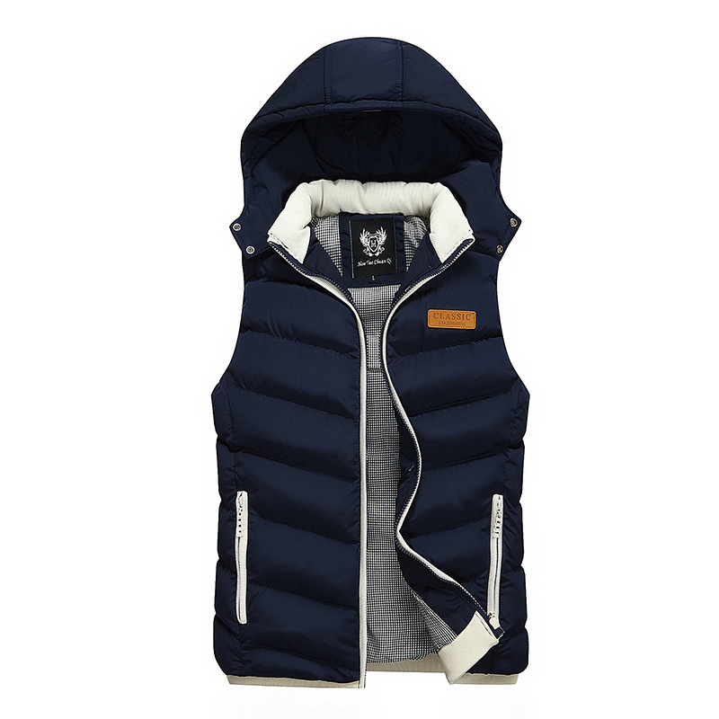 New Men's Fashion Sleeveless Waistcoat Jacket Men Winter Warm Casual Vest Coat Male Stand Collar Hooded Loose Vest Jacket 201116