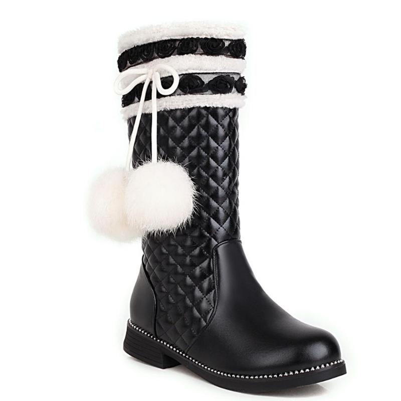 Fur Ball Bow Tie With Checkered Pattern Mid-Calf Boots Side Zipper Thick Heel Pink Women's Boots PU Shoes, Black
Fur Ball Bow Tie With Checkered Pattern Mid-Calf Boots Side Zipper Thick Heel Pink Women's Boots PU Shoes, Black