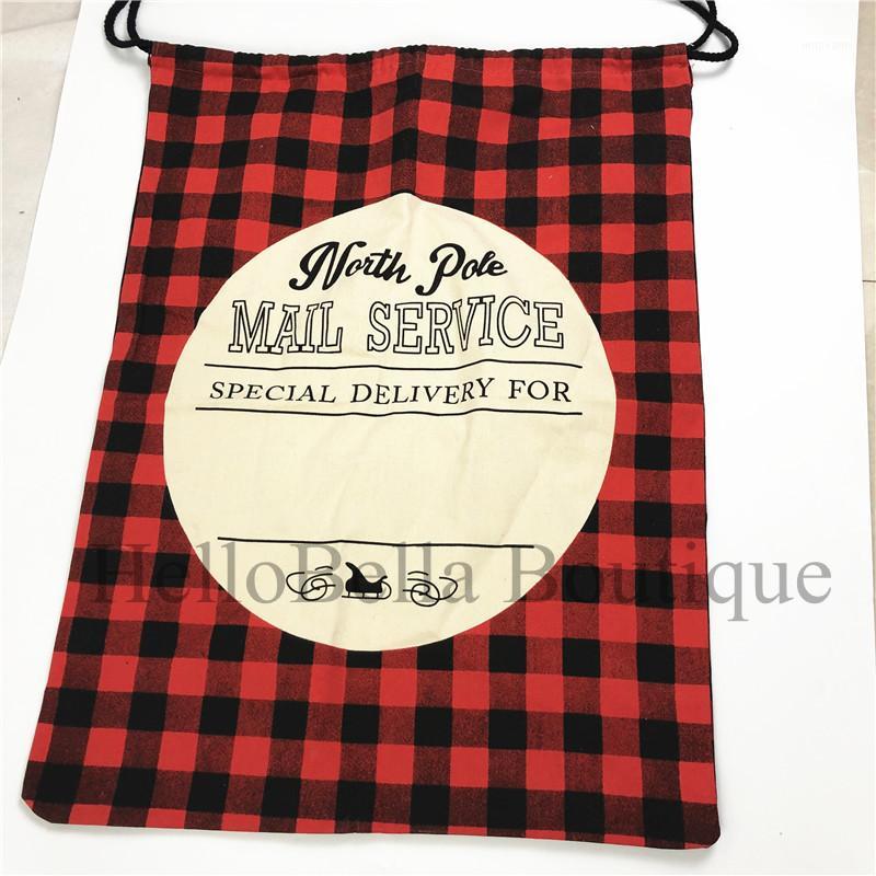50pcs Wholesale Red & Black Check Santa Sack North Pole Mail Service Cotton Canvas Christmas Gift bag1
50pcs Wholesale Red & Black Check Santa Sack North Pole Mail Service Cotton Canvas Christmas Gift bag1