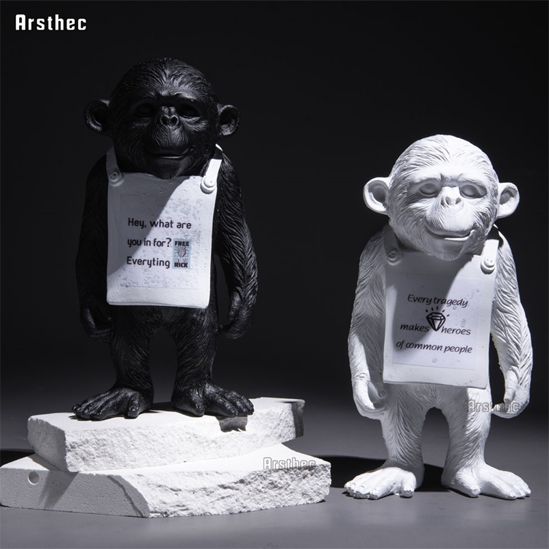 Arsthec Banksy Monkey Gorilla Resin Statue Sculpture Street Art Craft Desk Figurines For Interior Home Decoration Accessories 211229
Arsthec Banksy Monkey Gorilla Resin Statue Sculpture Street Art Craft Desk Figurines For Interior Home Decoration Accessories 211229