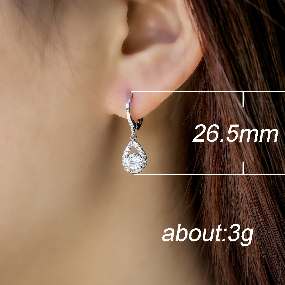 Tear Water Drop Diamond Earrings Dangle Designer Jewelry Love Heart Charm Gold Silver Filled Cubic Zirconia Ear Rings Cuff for Women Gift Topaz Fashio