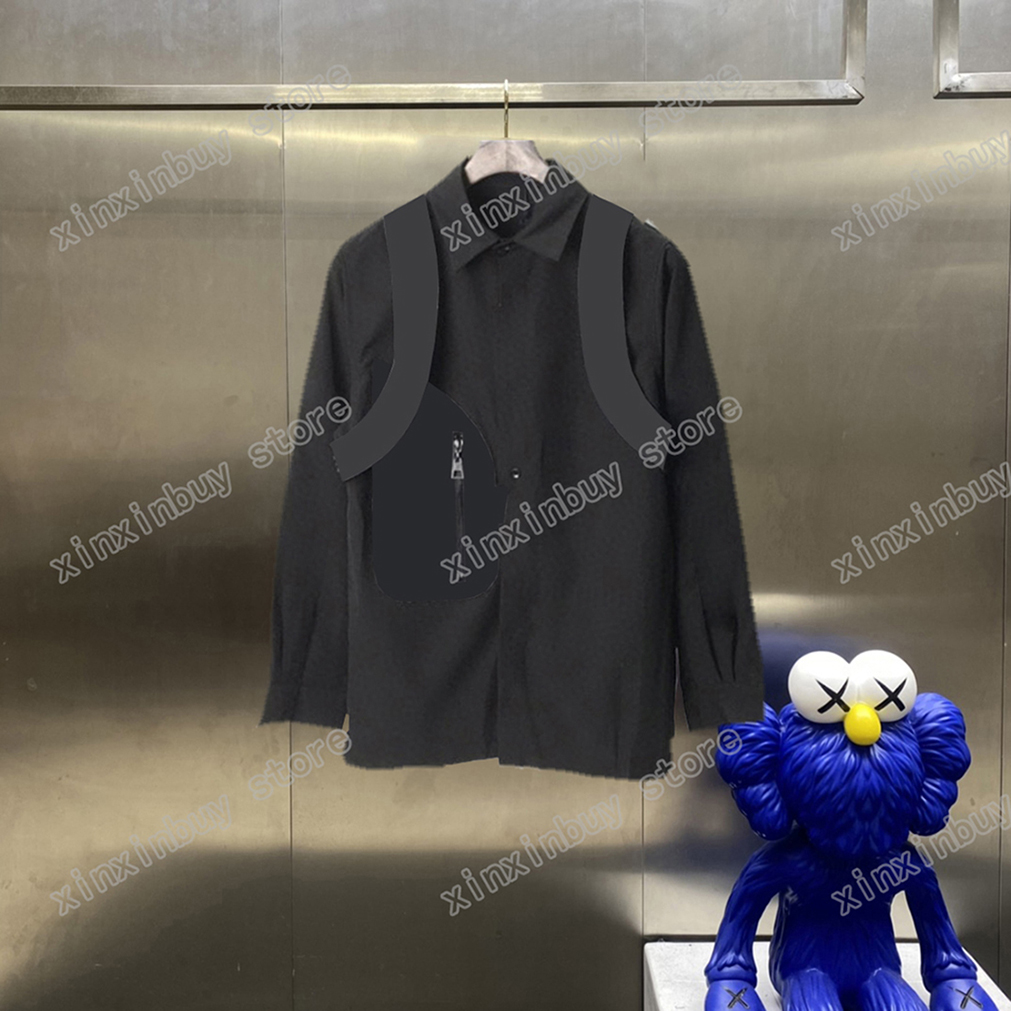 22ss Men Women Casual Shirts tee Leather letter embroidery Jacquard long sleeve cotton Man Fashion Streetwear black white S-XL