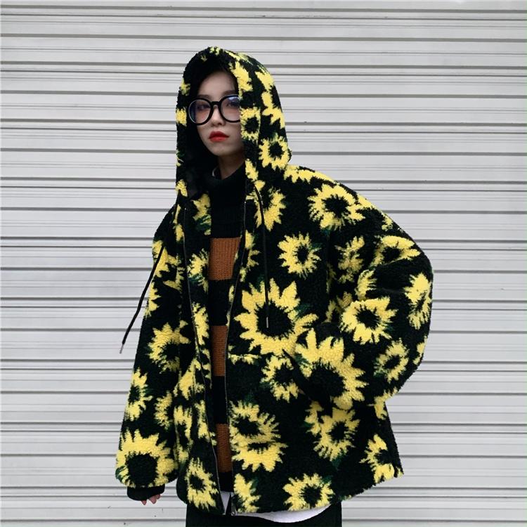 Fashionable new print lambskin languid Hoodie, Sunflower
Fashionable new print lambskin languid Hoodie, Sunflower