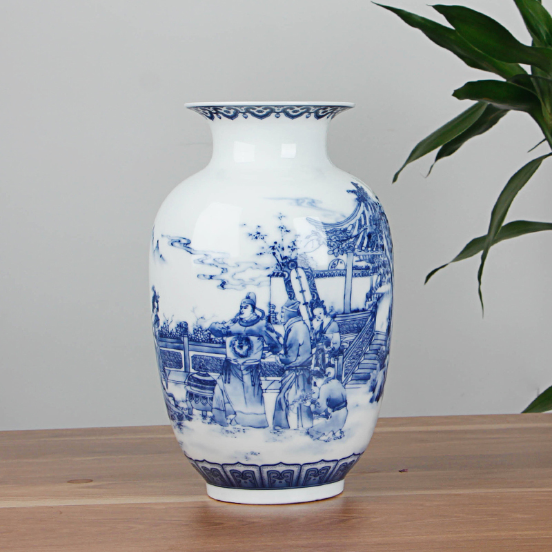 Classic Chinese Blue and White Ceramic Vase Antique Tabletop Porcelain Flower Vase For Hotel Dining Room Decoration LJ201210