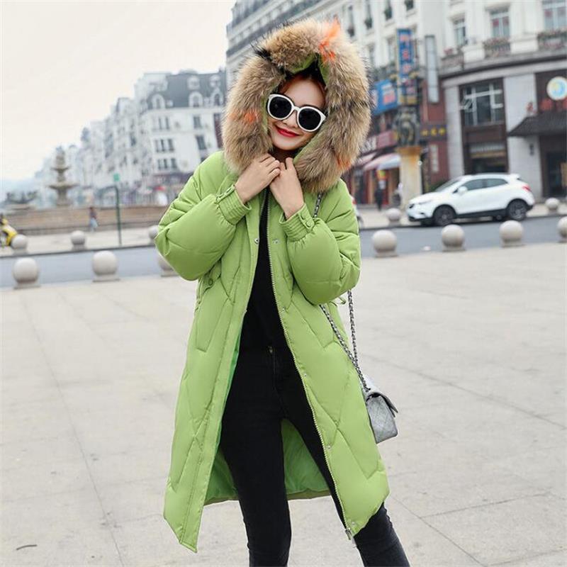 2020 New Long Padded Clothing Winter Coat Women Hooded Female Jacket Oversize Warm Parkas Big Fur Collar Wadded Jackets T200902