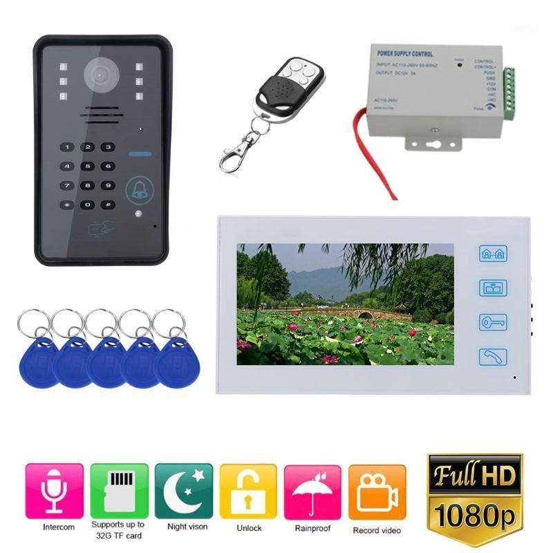 

7 inch Record Wired Video Door Phone Doorbell Intercom System with RFID Password AHD 1080P Camera Door Access Control System1