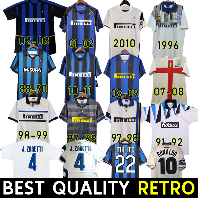 1990 1997 1998 1999 Vinatge Milan Retro Soccer Jersey 9 RONALDO 22 MILITO 10 SNEIJDER 10 BAGGIO ZANETTI VIERI Football Shirt 01 02 03 07 08 09 10 11 88 90 91 92 95 96 Inter
1990 1997 1998 1999 Vinatge Milan Retro Soccer Jersey 9 RONALDO 22 MILITO 10 SNEIJDER 10 BAGGIO ZANETTI VIERI Football Shirt 01 02 03 07 08 09 10 11 88 90 91 92 95 96 Inter