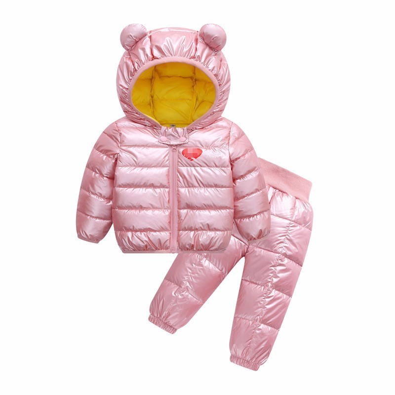 Down-Cotton Baby Children's Clothes Sets Winter Girls and Boys Hooded Jackets Coat-Pant Overalls Suit for Warm Kids ClothingX1019