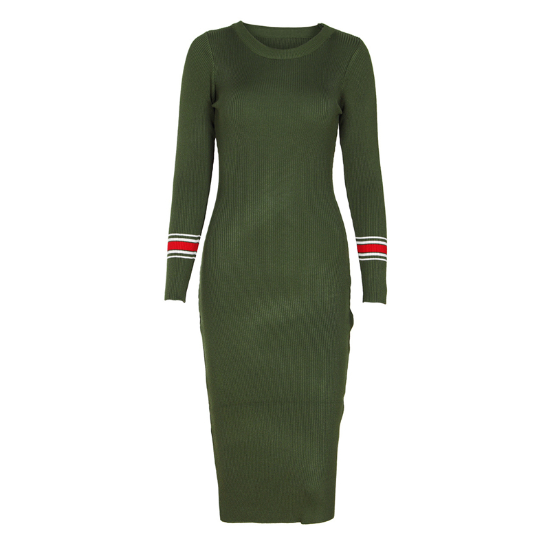 Neophil Womens Winter Knitted Dresses Sheath O Neck Long Sleeve Bodycon Black Basic Sexy Knee Length Dresses Vestidos D2986 201110