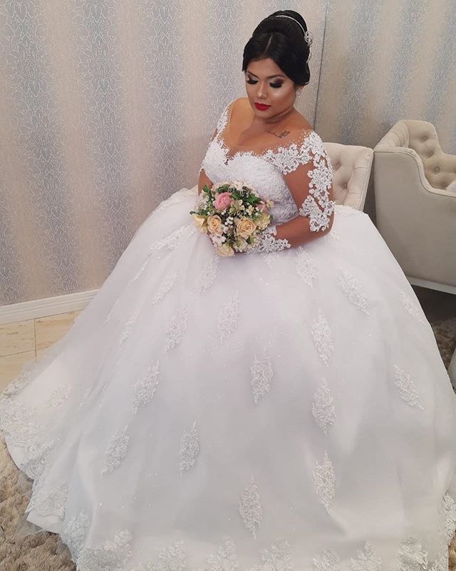 2021 New Dressed As Bride Sweep Train Spoon Illusion Neck Sleeve Wedding Gown 9XLB, White
2021 New Dressed As Bride Sweep Train Spoon Illusion Neck Sleeve Wedding Gown 9XLB, White