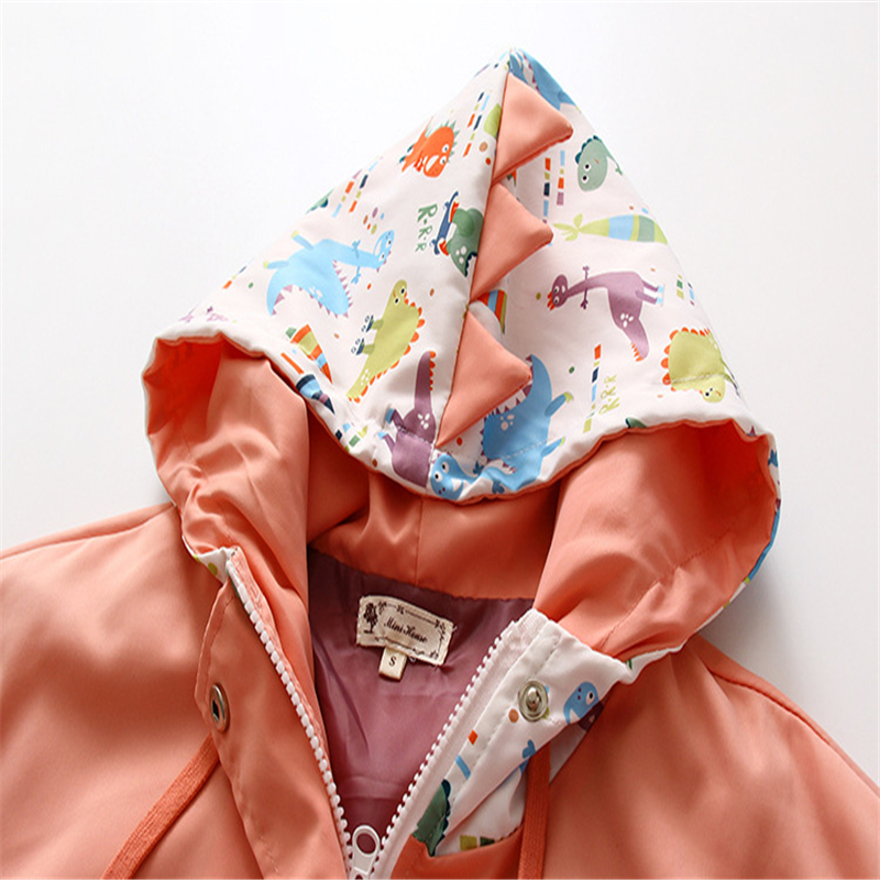 Merry Pretty Women Cartoon Dinosaur Funny Jackets Winter Long Sleeve Hooded Patchwork Pockets Basic Jackets Outerwear Coats 201030