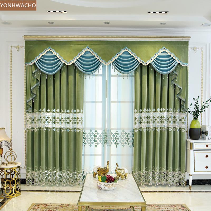 Custom curtain European embroidery fabric luxury living room velvet green cloth blackout curtain valance tulle panel C457
Custom curtain European embroidery fabric luxury living room velvet green cloth blackout curtain valance tulle panel C457